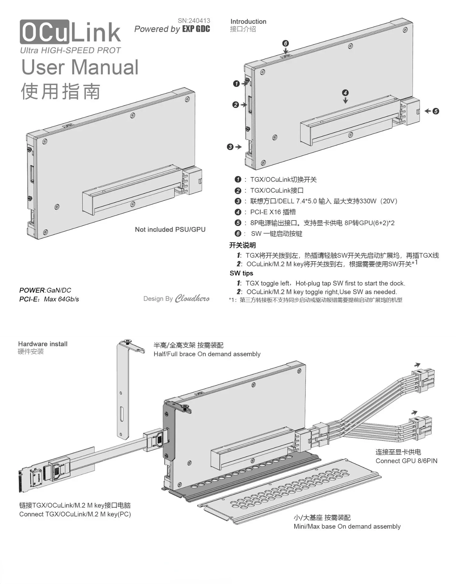 OCuP4GaN OCuLink GPU Dock Case - External Gpu Dock Pcie 4.0 Oculink recensie en prijs