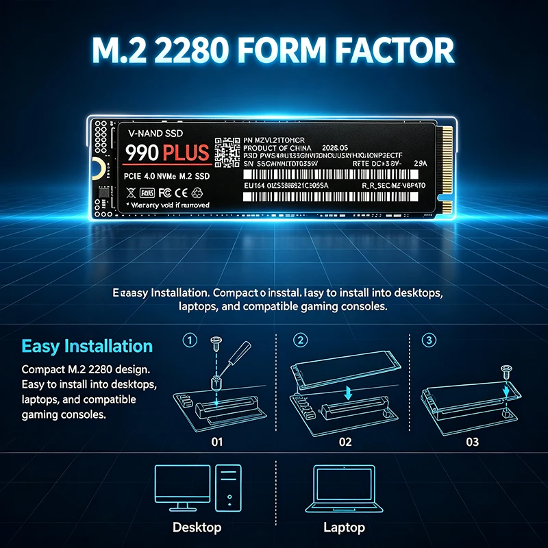 Originele 990 Plus M.2 NVMe PC - M.2 Nvme 4Tb Pcie 4.0 Ssd recensie en prijs